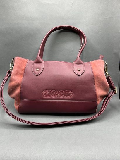 Bag in suede and burgundy leather, with two...