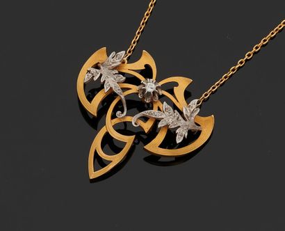 Collier pendentif en or jaune 18 k (750 millièmes)...