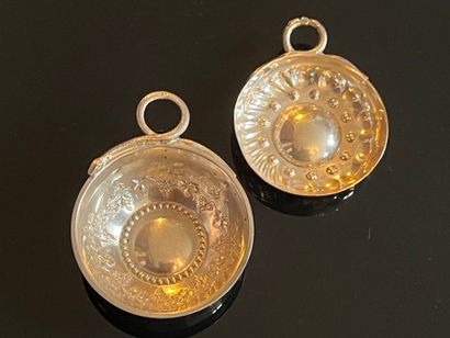 Two 925 thousandths silver tastevins with...