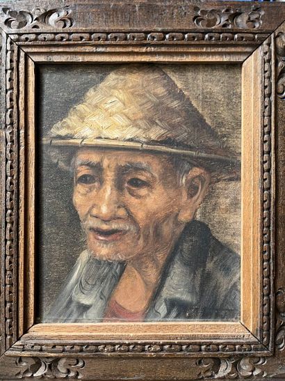 Ecole INDOCHINOISE
Homme au chapeau et femme...