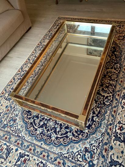 Glass coffee table with gold-anodized aluminum...