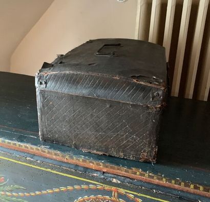 Wooden case covered with embossed leather,...