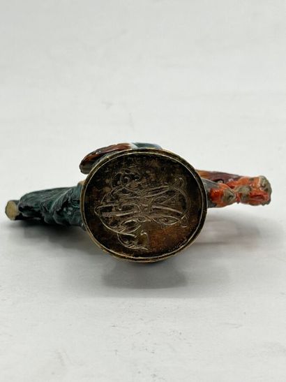Polychrome porcelain seal depicting a rooster...