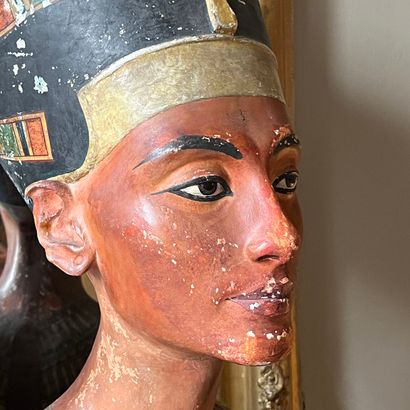 Bust of Nefertiti. Reproduction in polychrome...