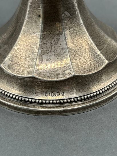Covered bowl with two handles on a 935 thousandths...