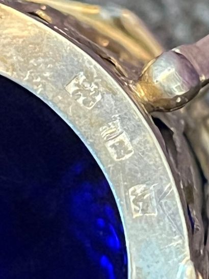 Mustard pot in silver 950 thousandths decorated...
