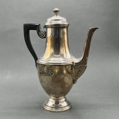 Silver-plated coffee pot with applique decoration...