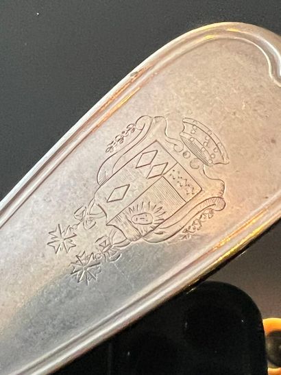 Silver ragout spoon decorated with contoured...