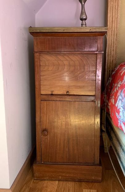 Two mahogany veneered bedside tables (wear,...