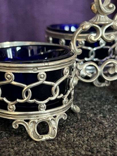 A pair of 925-millimeter silver double salverons...