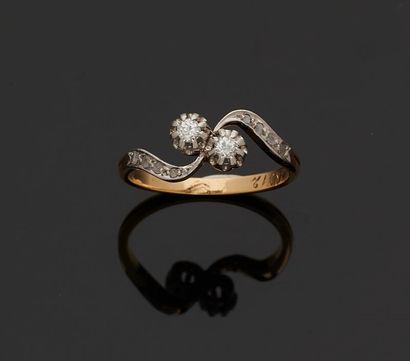 Bague en or jaune 18 k (750 millièmes) et...