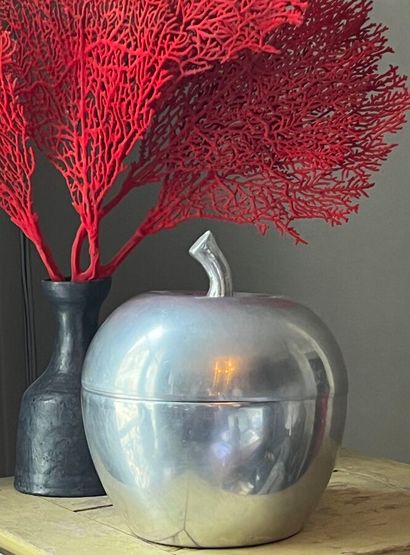 Covered apple-shaped ice cube bucket, brushed...