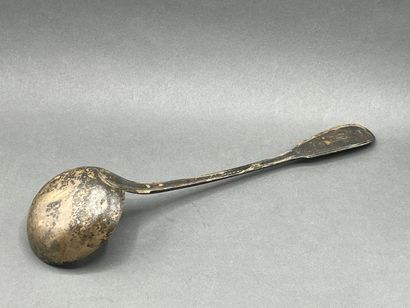 Silver ladle with fillet decoration. The...