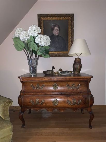 Walnut chest of drawers with two drawers,...