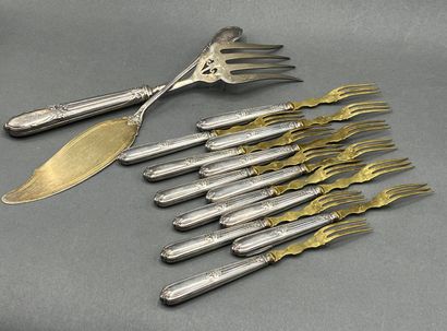 Twelve 925-thousandths silver dessert forks...