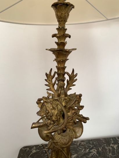 Paire de candélabres montés en lampe en marbre...