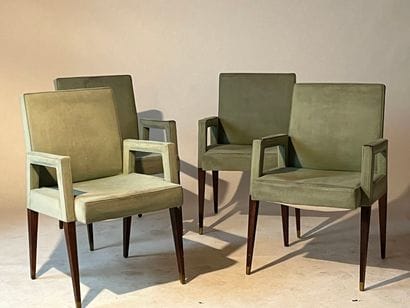 LELEU House
Four bridge armchairs, wood,...