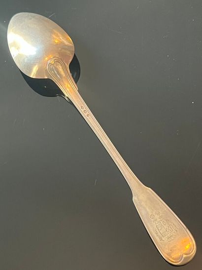 Silver ragout spoon decorated with contoured...
