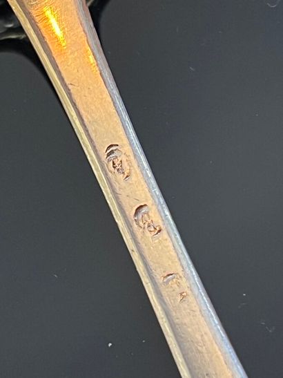 Vermeil sprinkling spoon, the spoon openwork...