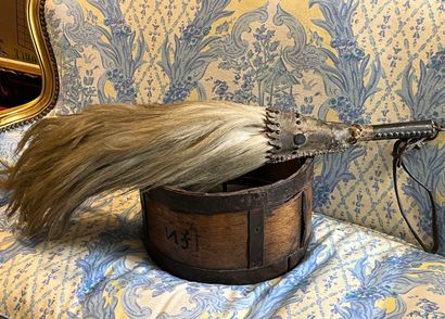 Chasse mouche de cochet en cuir et crin de...