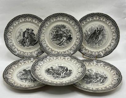 SARREGUEMINES - Suite of six fine earthenware...