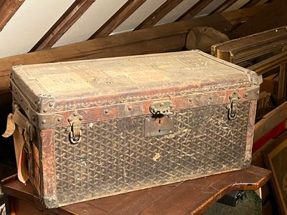 GOYARD Coated canvas trunk signed on the...