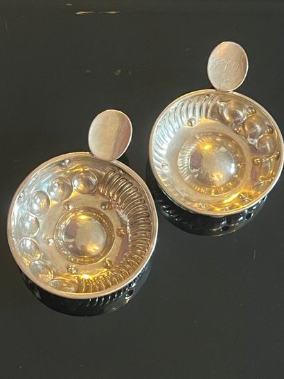 Two 925 thousandths silver tastevins with...