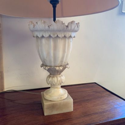Baluster-shaped alabaster vase mounted as...