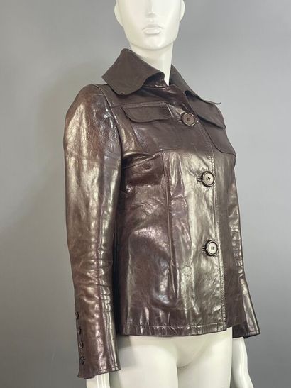COSTUME NATIONAL Veste en cuir marron - T...