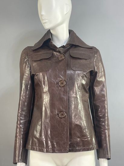 COSTUME NATIONAL Veste en cuir marron - T...