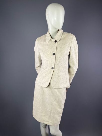 CERRUTI 1881 - Ensemble jupe en laine grège...