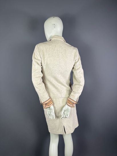 CERRUTI 1881 - Ensemble jupe en laine grège...