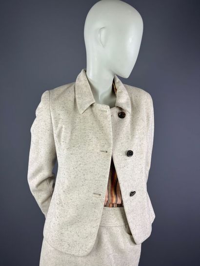 CERRUTI 1881 - Ensemble jupe en laine grège...