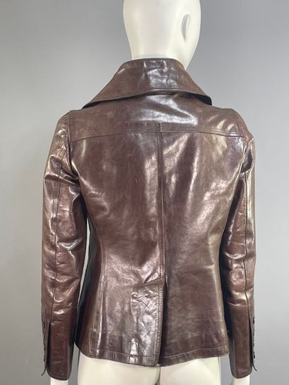 COSTUME NATIONAL Veste en cuir marron - T...