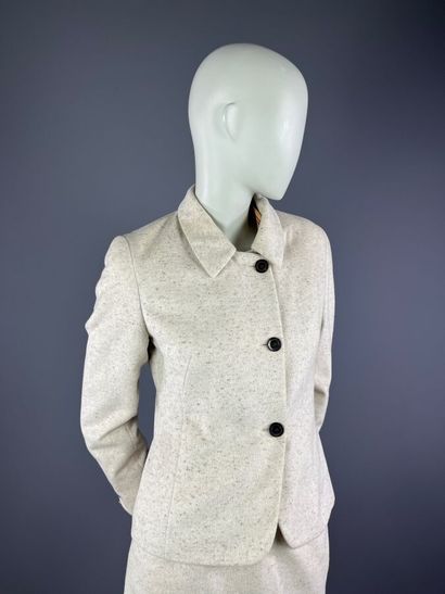 CERRUTI 1881 - Ensemble jupe en laine grège...