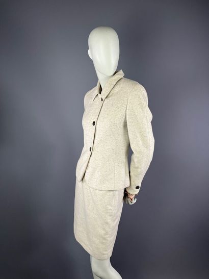 CERRUTI 1881 - Ensemble jupe en laine grège...