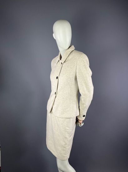 CERRUTI 1881 - Ensemble jupe en laine grège...