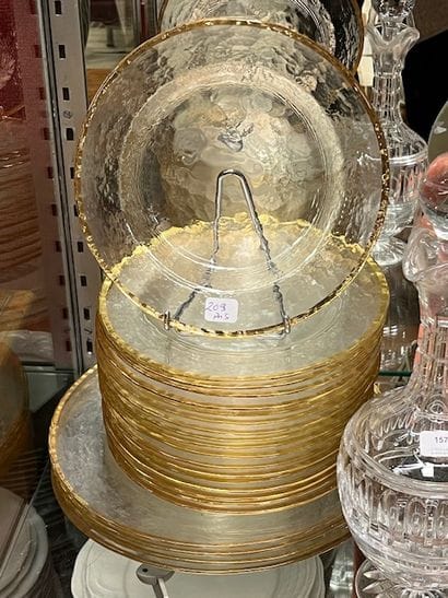 glass serving set with gilded filet, including...