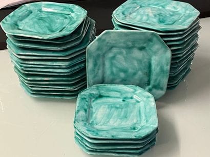 Part of a green enameled earthenware dinner...
