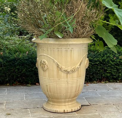 Three cream glazed ceramic lemon pots in...