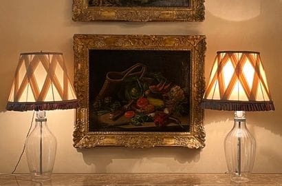 Paire de lampes, le pied en cristal sans...