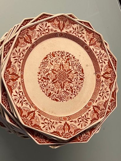 MINTON - Part of a coral-glazed earthenware...