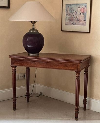 Pair of bridge tables in wood and Louis Philippe...