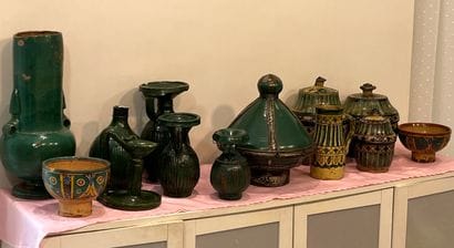 Set of Middle Eastern earthenware vessels...