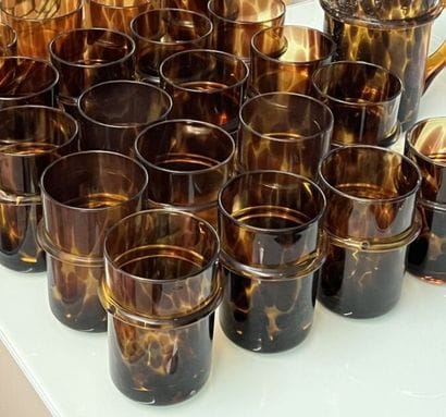 Tortoiseshell stained glass water service,...