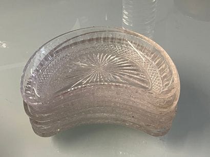SAINT- LOUIS - 7 carved cirstal dishes, centered...