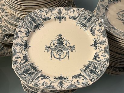 GIEN - Renaissance-style blue enameled earthenware...