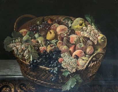 Ecole XIXe siècle
Nature morte au pannier...