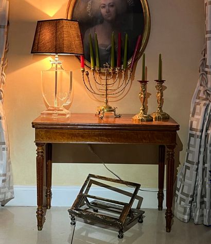 Pair of bridge tables in wood and Louis Philippe...