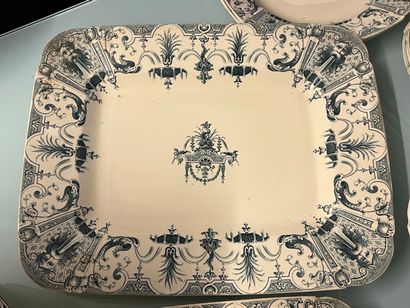 GIEN - Renaissance-style blue enameled earthenware...